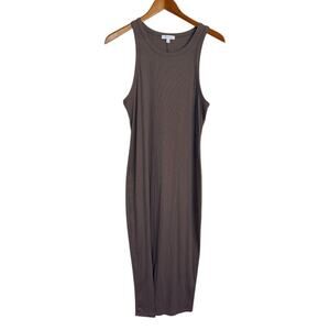 Beyond Yoga Formation Tank Dress Women Large Brown Knit Ribbed Slit Stretch
